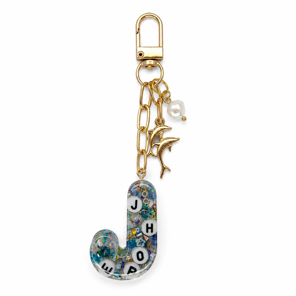 Swim Themed Initial Keychains