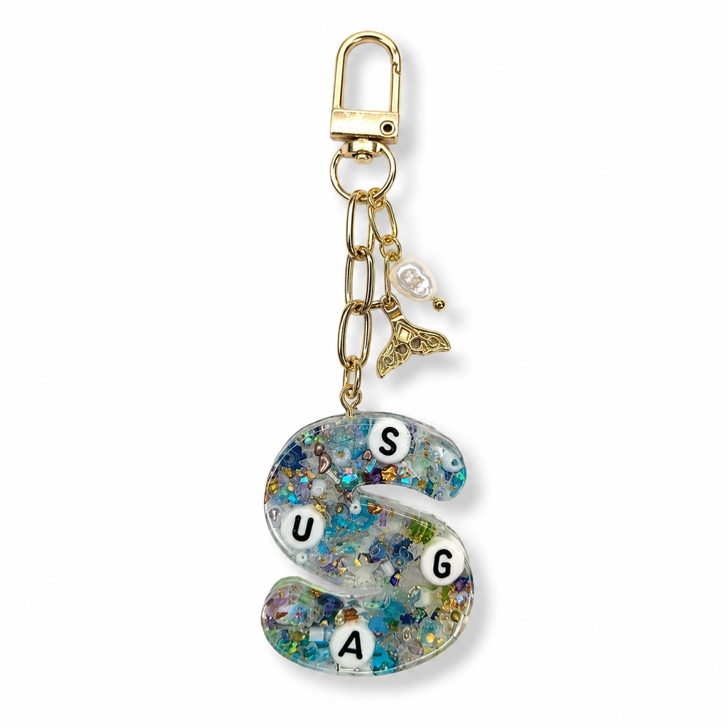 Swim Themed Initial Keychains