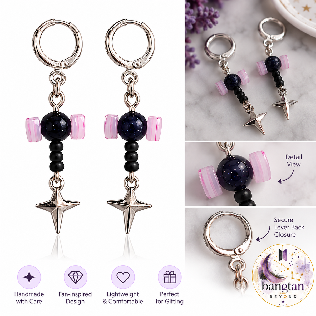Pink & Black Lightstick Earrings